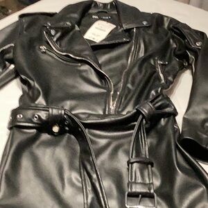 Zara Black Leather Jacket/Dress. Unique piece!